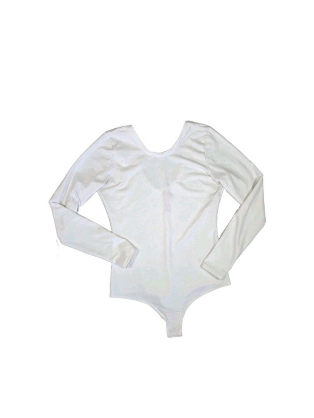 Spanx Suit Yourself Long Sleeve Scoop Neck Body Suit Size M White Minimalist